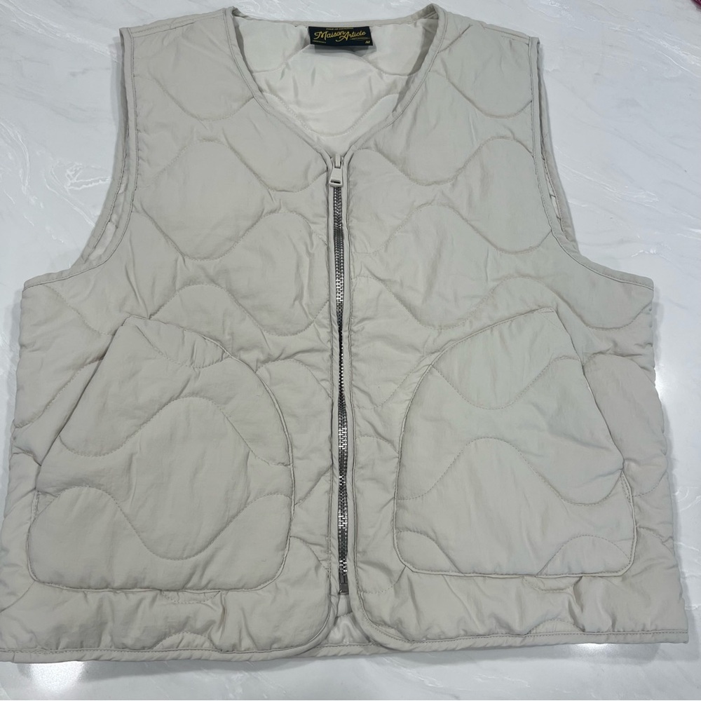 Maison Article Cream Quilted Vest Size M